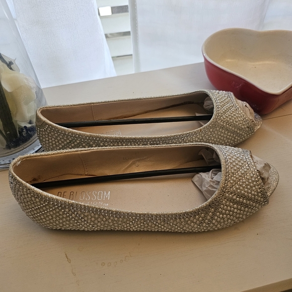 De Blossom Collection Glittering Silver Flats - Picture 4 of 16